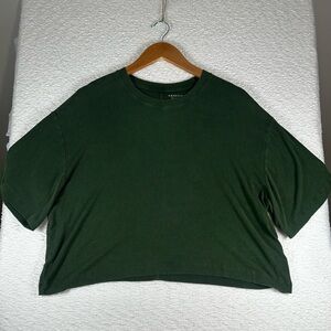 American Eagle Soft & Sexy Ribbed Cropped Tee Green Size L Modal Stretch